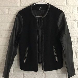 Faux leather black H&M bomber jacket